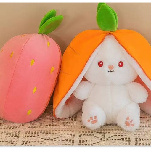 Мягкая игрушка "Кролик-клубничка" белый, 18см