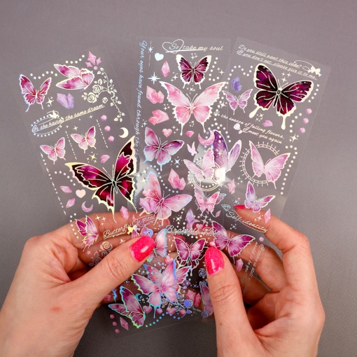 Набор наклеек "Butterfly Molt" розовый, 3 листа