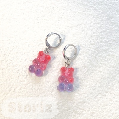 Серьги "Bears" pink-blue gradient