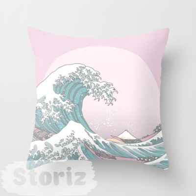 Подушка декоративная "Волны" розовая, 45x45см