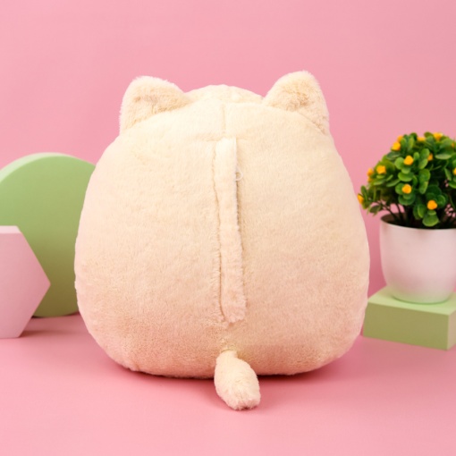 Мягкая игрушка "Котик с авокадо" бежевый, 35 см