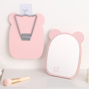 Зеркало на железной подставке "Розовый мишка" 21х16см