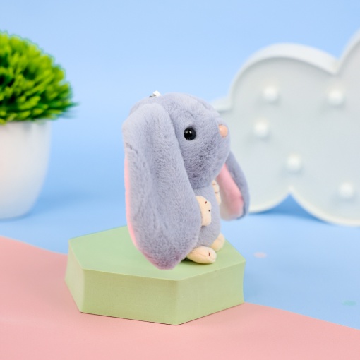 Мягкий брелок "Кролик" серый, 12 см