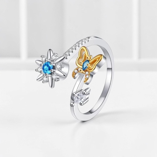 Кольцо "Flower and butterfly" с вращением