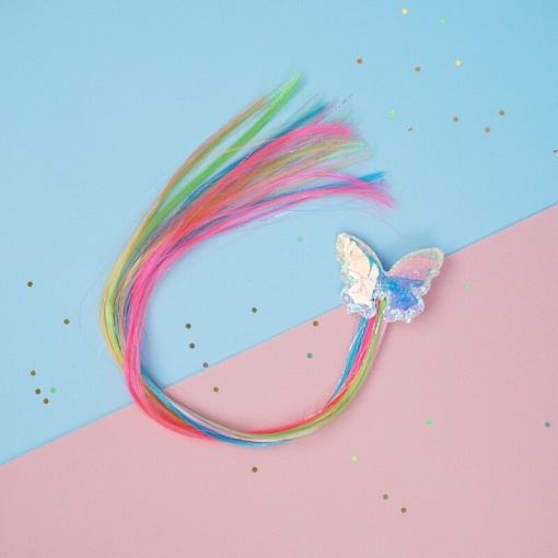 Цветная прядь на заколке "Butterfly" № 2, 40 см