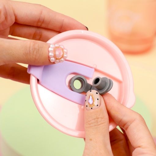 Стакан "Cool-Cool" с трубочкой (розовый), 380мл оптом