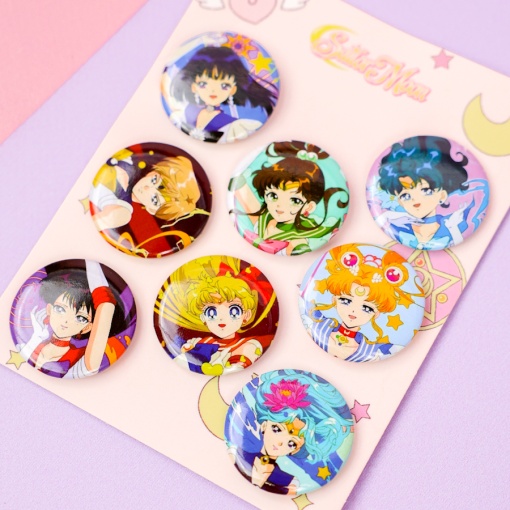 Набор круглых значков "Сейлор Мун" 32 мм (8шт)