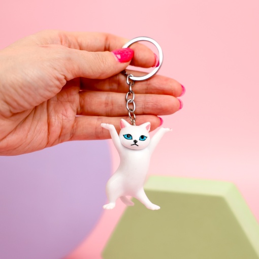 Брелок "Позирующий котик", белый