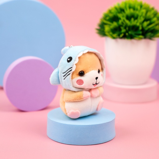 Мягкий брелок "Хомяк в костюме акулы" 11 см