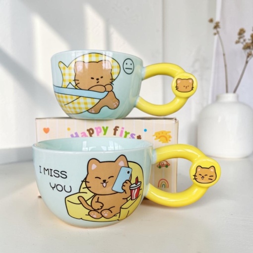 Кружка "Cat Mood" 350мл голубой, в ассортименте 1шт оптом со склада!