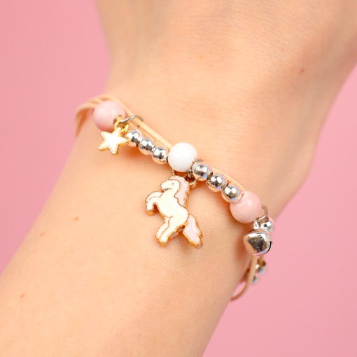 Браслет "Единорог" розовый №444T 