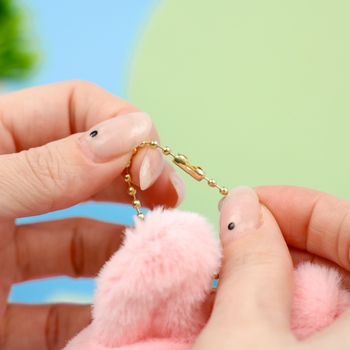 Мягкий брелок "Кото-кролик" розово-серый, 12 см