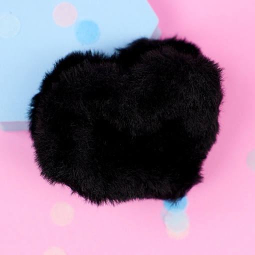 Заколка-крабик плюшевая "Сердце" черный