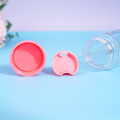 Бутылочка прозрачная "My bottle" розовая с чехлом оптом