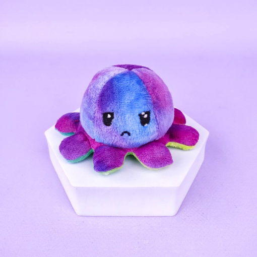 Мягкий брелок-перевертыш "Осьминожек" зелёно-фиолетовый, 10 см (тай-дай)