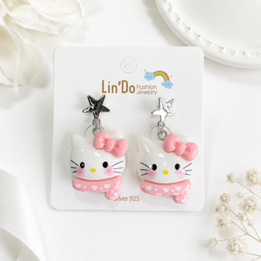 Серьги "Kt star" розовый, 1шт