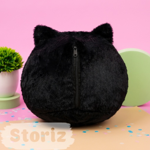 Мягкая игрушка-подушка "Кот" черный, 30 см