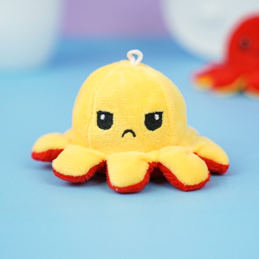 Мягкий брелок-перевертыш "Осьминожек" красный-желтый, 10 см