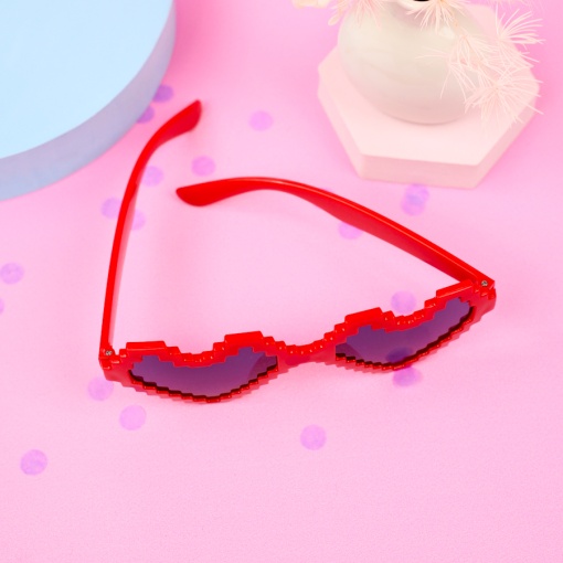 Имиджевые очки "Сердце" пиксели, красный