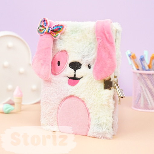 Блокнот "Pink Dog" меховой с замочком A5