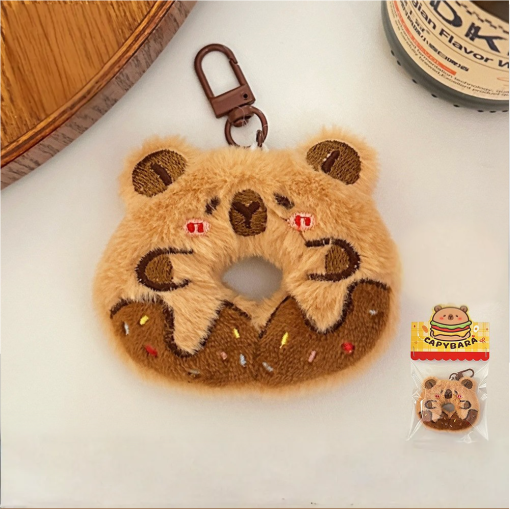 Мягкий брелок "Капибара-пончик" коричневый