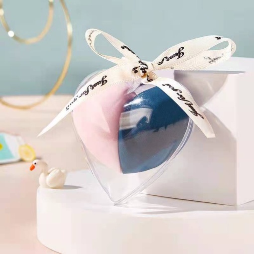 Набор спонжей для макияжа "Heart" зеленый-розовый, 2шт