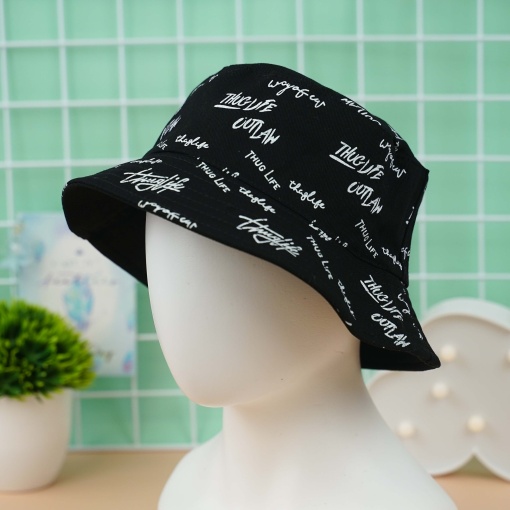 Панама двусторонняя "Thug Life" черный, M (56-58см)