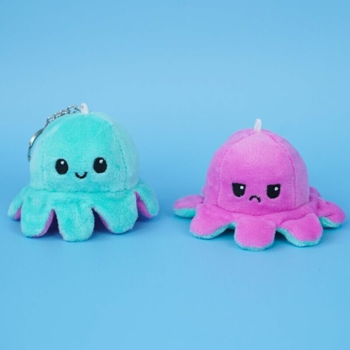 Мягкий брелок-перевертыш "Осьминожек" мятный сиреневый, 10 см