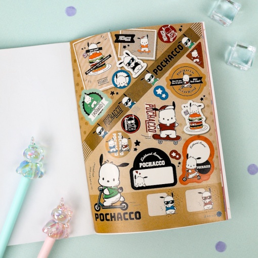 Мини-блокнот с наклейками "Персонажи Санрё" розовый, 22 листа