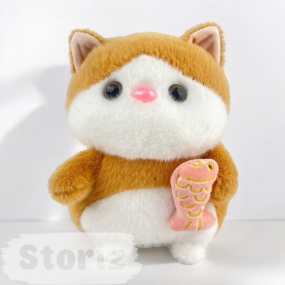 Мягкая игрушка "Рыжий Кот" с рыбкой, 25см