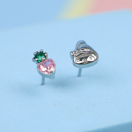 Серьги-гвоздики "Melo & Strawberry" серебристый