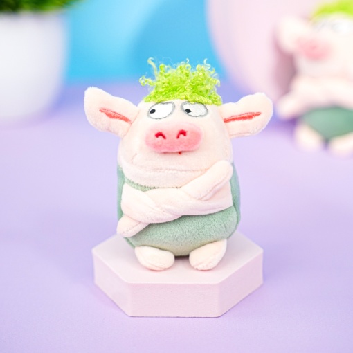 Мягкий брелок "Поросёнок" зеленый, 13 см