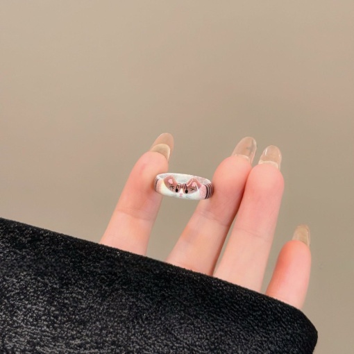 Кольцо "Котик" серо-коричневый, полосатый