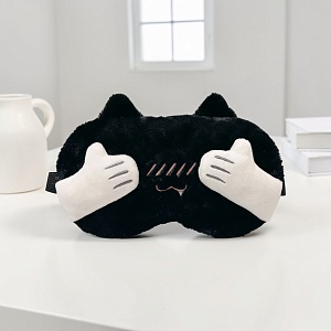 Маска для сна "Momo" смущенный котик, черный