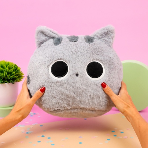 Мягкая игрушка-подушка "Кот" серый, 30 см