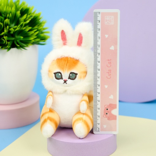 Мягкий брелок "Кото-кролик" бело-рыжий, 12 см
