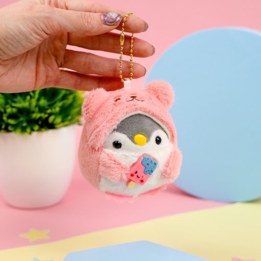 Брелок мягкий "Пингвин в костюме" розовый 10 см