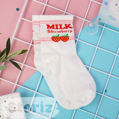 Носочки "Milk Strawberry" light белый 36-39р.