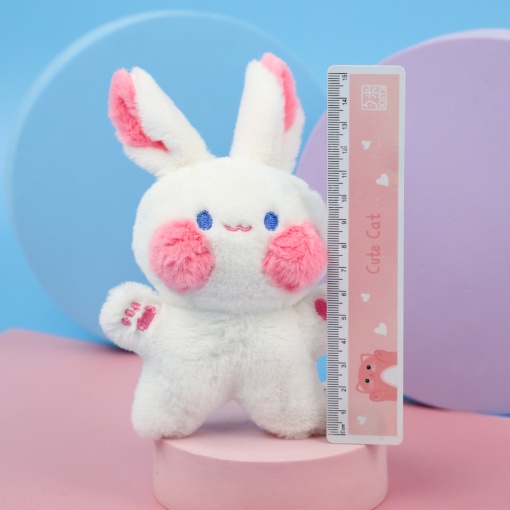 Мягкий брелок "Кролик с щечками" белый, 12 см