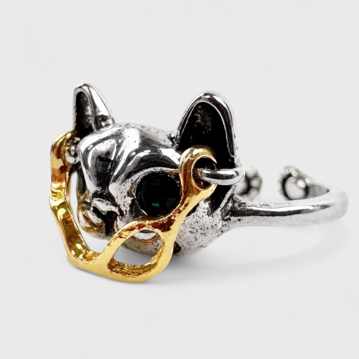 Кольцо "Собачка в очках" серебристый