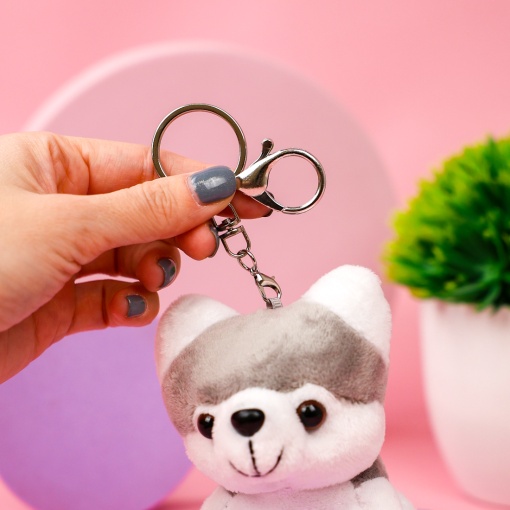 Мягкий брелок "Хаски" серый 10 см