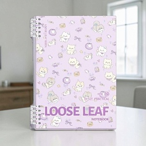 Тетрадь "Loose leaf" котики, сиреневый