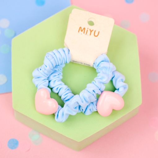 Набор резинок для волос "Heart" голубой, 2 шт