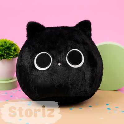 Мягкая игрушка-подушка "Кот" черный, 30 см