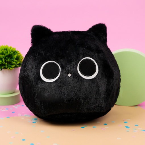 Мягкая игрушка-подушка "Кот" черный, 30 см