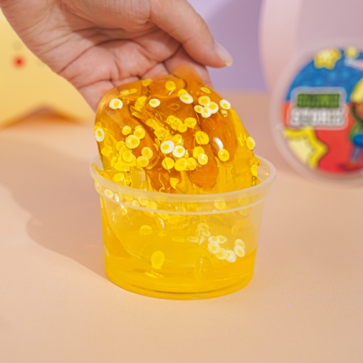 Слайм "Стекло" полупрозрачный (желтый), с наполнителем + яичница, 200 гр. STORIZ