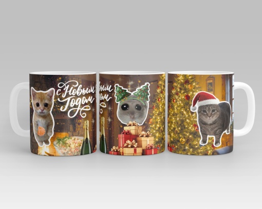 Кружка "НГ Мемы" 300 мл оптом со склада!