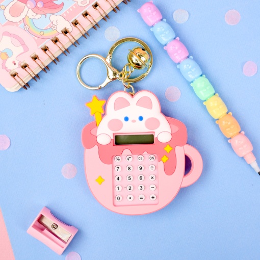 Калькулятор-брелок "Зайчик" №1, розовый