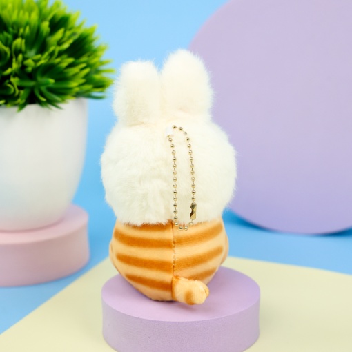 Мягкий брелок "Кото-кролик" бело-рыжий, 12 см