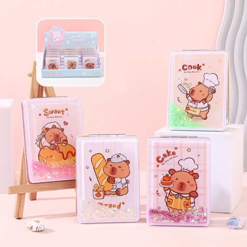 Зеркальце карманное "Капибара-повар" с блестками, в асс-те 1шт